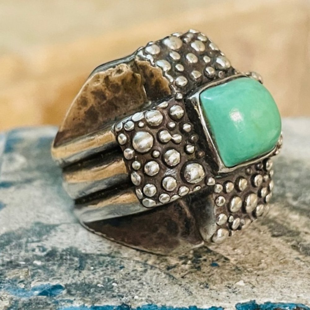 Iconic Dian Malouf Turquoise Cross Statement Ring